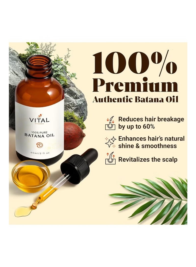 VITAL 100% Organic Batana Oil for Hair Growth - Strengthens Hair, Reduces Breakage, Enhances Shine - Raw and Pure, Non-Greasy - No Silicones, Sulfates, or Parabens - All Hair Types - 60ml - Image 2