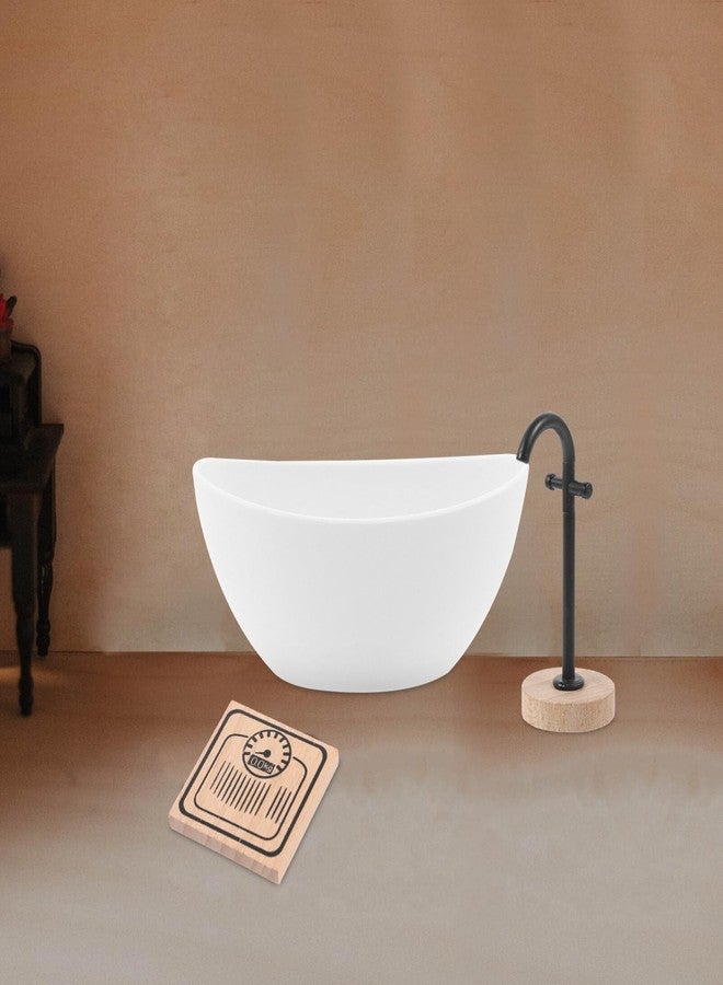 Vaguelly 1set Miniature Dollhouse Bathroom Furniture Set Realistic Bathtub Faucet Weighing Scale Scale Decorative Toy for Imaginative Play Safe DIY Landscape Decor - Image 3