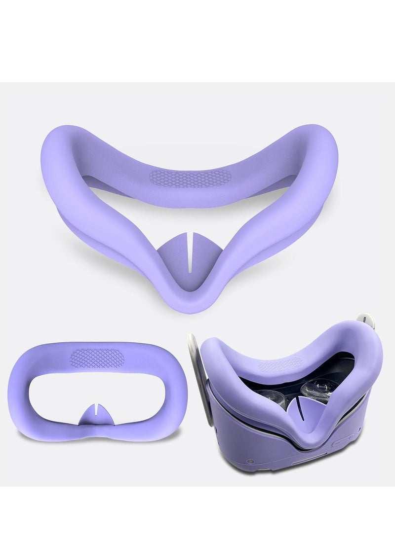VR Cover Accessories Set Compatible with Meta Quest 2, MLemonVR Silicone VR Shell, Controller Grips u0026 Face Cover, Button Caps, Lens Cover + Glasses Cloth Set for Quest 2 (Purple, for Quest 2) - Image 4
