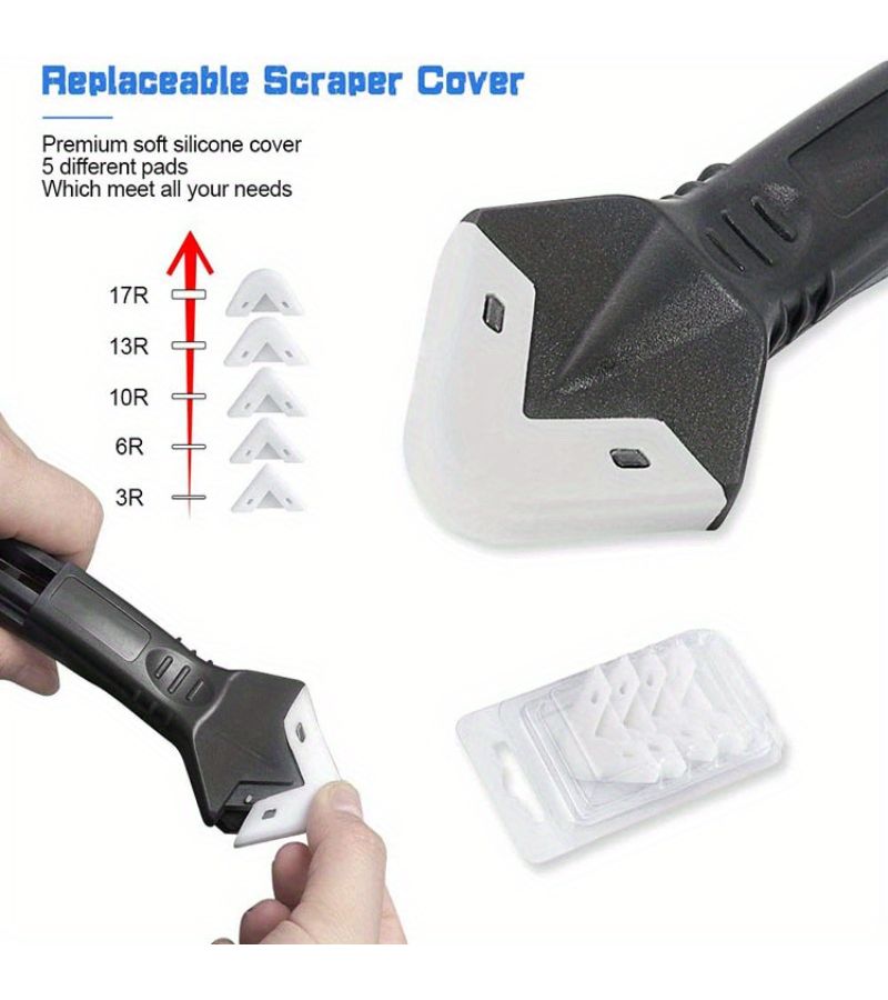 3 In 1 Caulking Tool Black With Ergonomic Handle Durable Plastic For Sealing Cleaning And Scraping Glue - Image 5