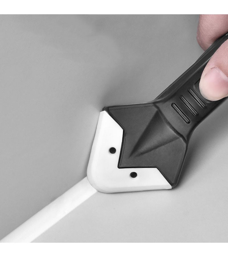 3 In 1 Caulking Tool Black With Ergonomic Handle Durable Plastic For Sealing Cleaning And Scraping Glue - Image 1