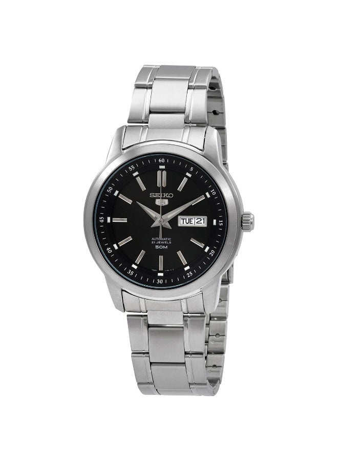 Seiko 5 Automatic Men’s Watch SNKM87K1, 43 mm Black Dial, Silver Stainless Steel Case & Bracelet, 50 m WR - Image 1
