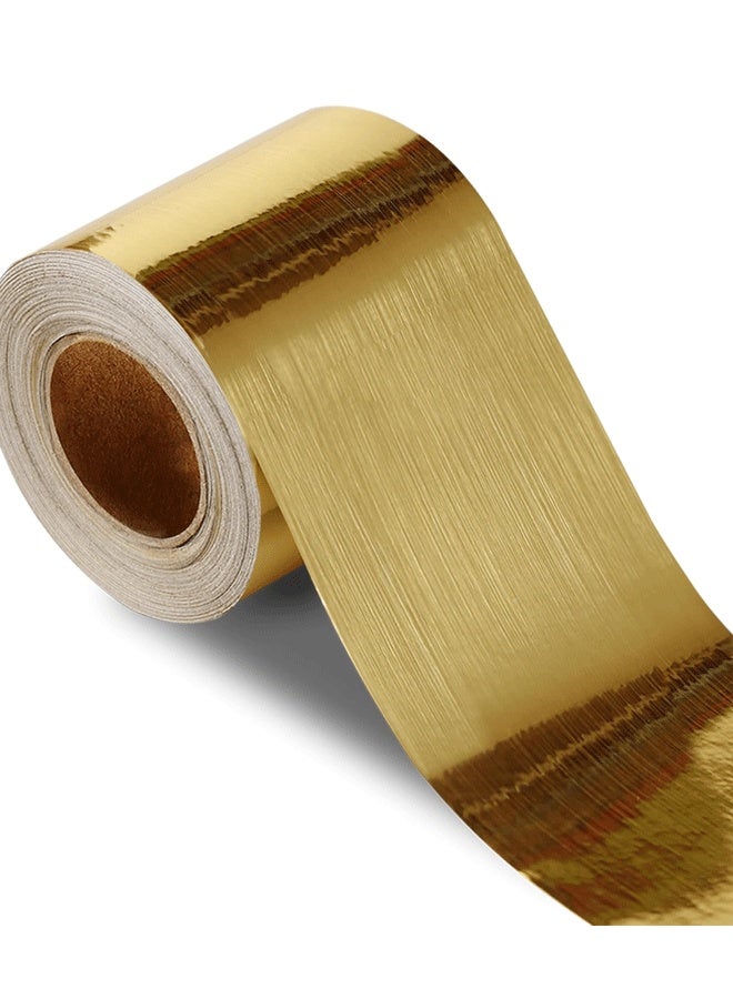 ريليو ملصقات معدنية مقلدة سريعة الالتصاق، حدود جدارية ذاتية اللصق، إطار الباب، إطار النافذة، ديكور، إطار من الفولاذ المقاوم للصدأ، حدود، 10 سم × 5 أمتار - Image 1