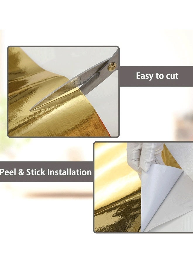Reelyo 5m Brushed Gold Stickers, Imitation Metal Border Trim Contact Paper, Self-Adhesive Peel and Stick Wallpaper, Waterproof Removable Cleanable Metal Look Wall Border Sticker for Door Window Frame Baseboard Cabinet Furniture Kitchen DIY Decor Shelf Liner Covering (10cm×5m) - Image 4