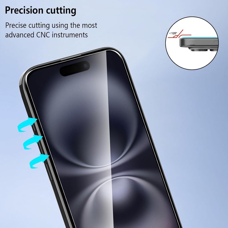 Omoton Screen Protector for iPhone 16 Plus, iPhone 15 Pro Max, iPhone 15 Plus [3-Pack] 9H Hardness Screen Protector Tempered Glass for 16 Plus (6.7 Inch) [Bubble-free, Anti-scratch]- Ultr - Image 2