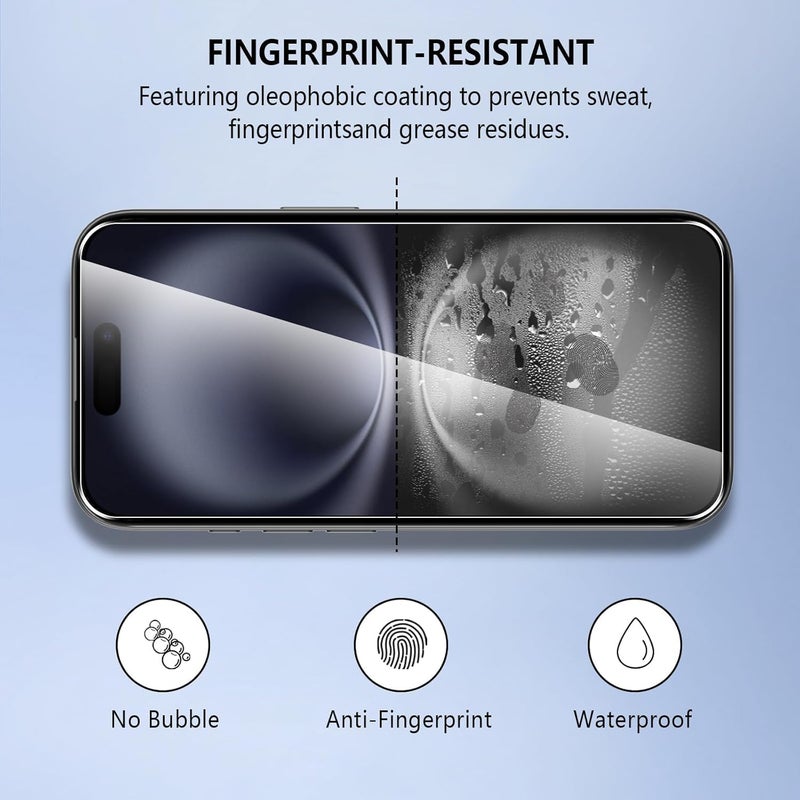 Omoton Screen Protector for iPhone 16 Plus, iPhone 15 Pro Max, iPhone 15 Plus [3-Pack] 9H Hardness Screen Protector Tempered Glass for 16 Plus (6.7 Inch) [Bubble-free, Anti-scratch]- Ultr - Image 5