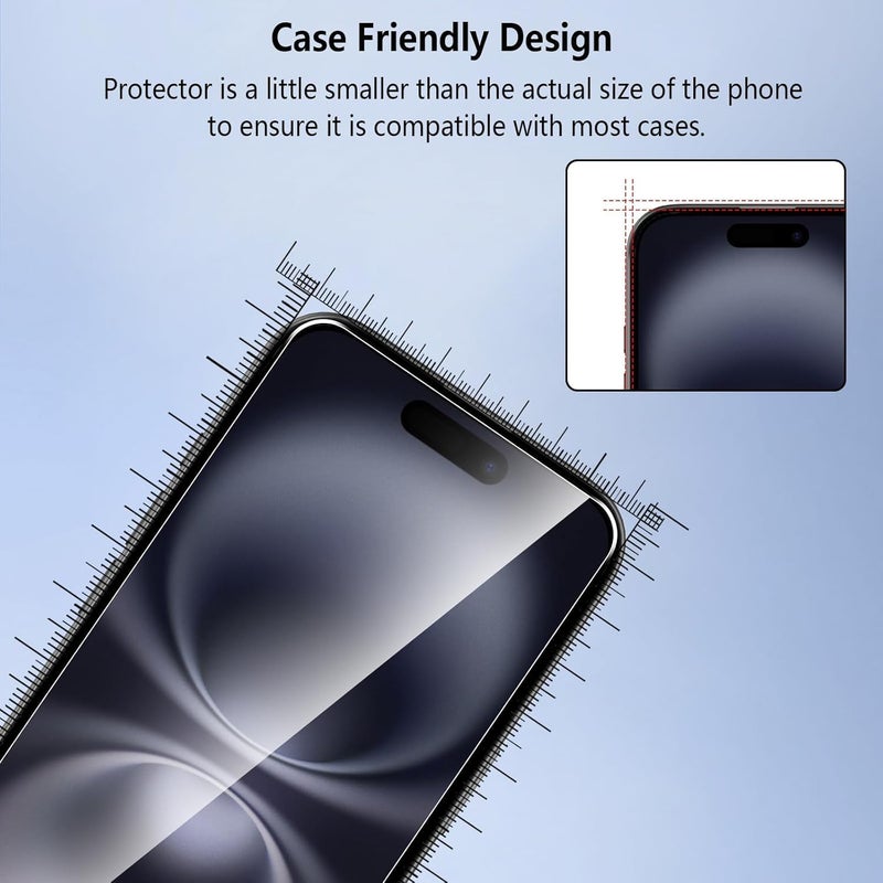 Omoton Screen Protector for iPhone 16 Plus, iPhone 15 Pro Max, iPhone 15 Plus [3-Pack] 9H Hardness Screen Protector Tempered Glass for 16 Plus (6.7 Inch) [Bubble-free, Anti-scratch]- Ultr - Image 3