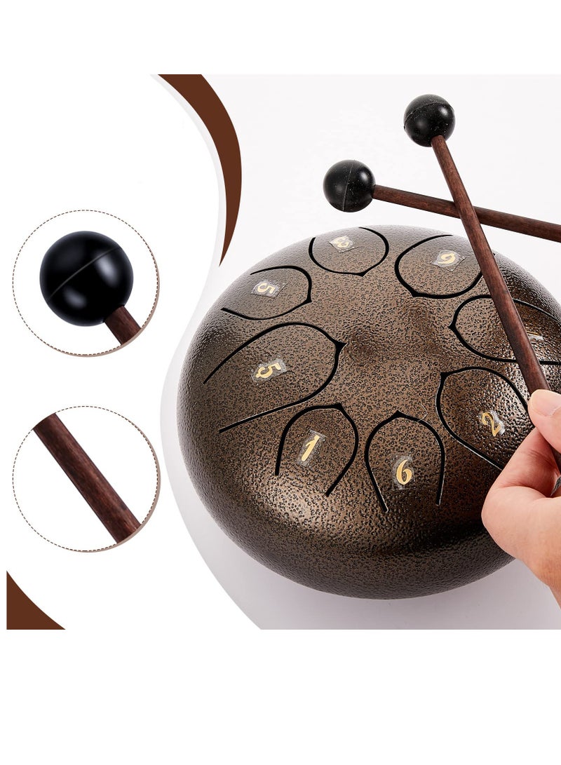 SYOSI 4 قطع مطارق طبل من الصلب بطول 6.7 بوصة أعواد غلوكenspiel وعصا طبل مطرقة و 8 أغطية أصابع درم طبل من الصلب سليكون مطاطي لطرق الأصابع لطبلة غونغ وكتل خشبية وطبلة لسان الصلب - Image 4