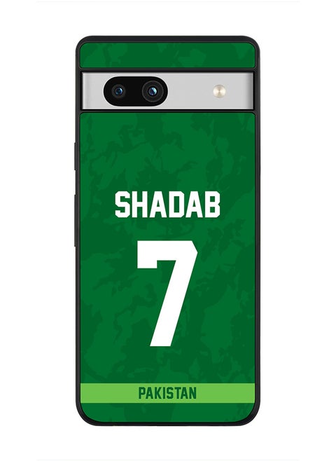 Cover for Google Pixel 7a 5G Case , Rugged Black Slim fit Soft Flexible Thin Protective Phone Cases - Player Name - Shadab Khan, Jersey Number- 7