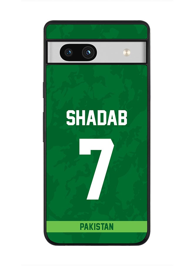 Stylizedd - Cover for Google Pixel 7a 5G Case , Rugged Black Slim fit Soft Flexible Thin Protective Phone Cases - Player Name - Shadab Khan, Jersey Number- 7 - Image 1