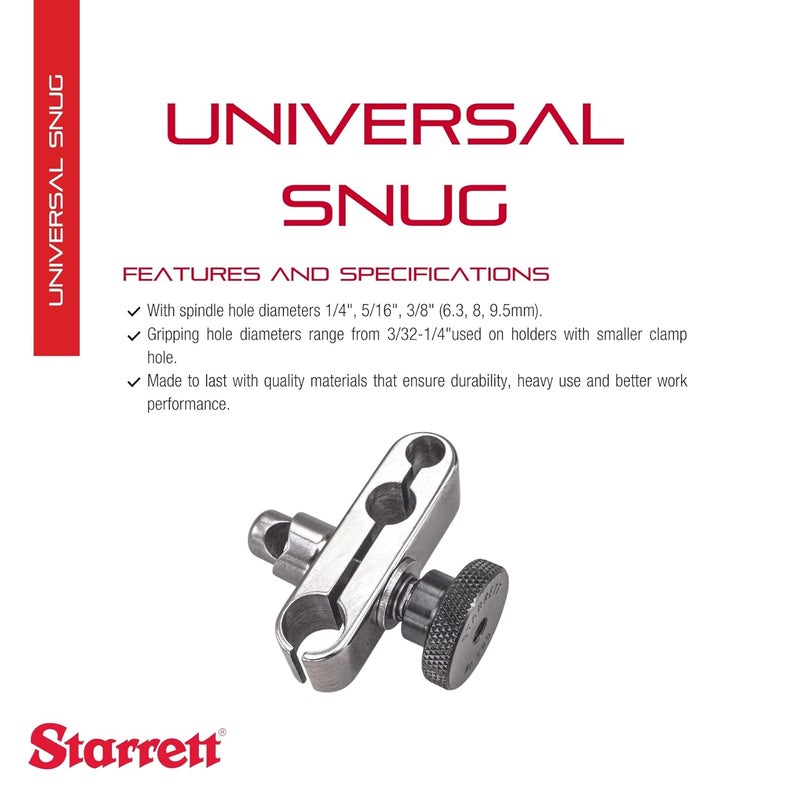 Starrett Universal Snug Tool Fits 14Inch 516Inch 38Inch Spindle Holes Securely Grips 332Inch14Inch Clamps  58S - Image 2