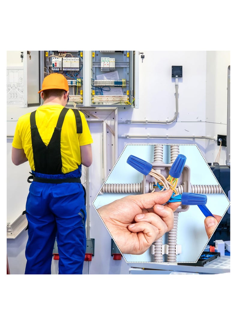 SYOSI 100 Pcs Waterproof Wire Outdoor Splice Terminal Electrical Connectors 22AWG-12AWG Cable Wire Landscape Connectors Wet Location Available for Building Application Connect Blue  - Image 3