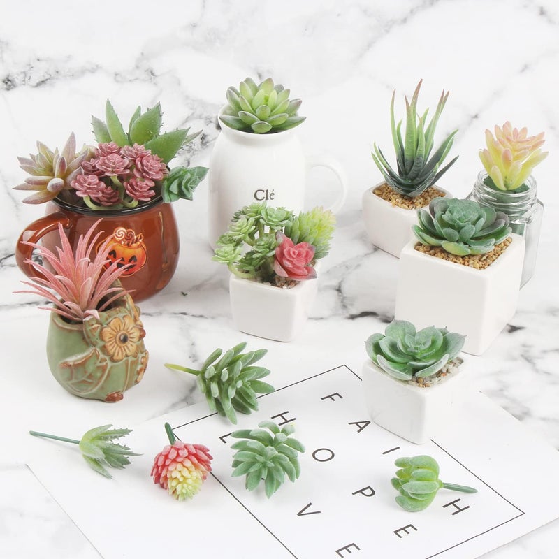 FOIMAS 18pcs Mini Artificial Succulent Plant,Flocked Faux Succulent for Floral Wall Garden Arrangement Home Office Decor,Unpotted - Image 4