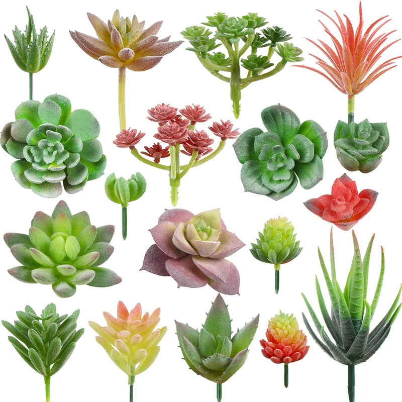 FOIMAS 18pcs Mini Artificial Succulent Plant,Flocked Faux Succulent for Floral Wall Garden Arrangement Home Office Decor,Unpotted - Image 1
