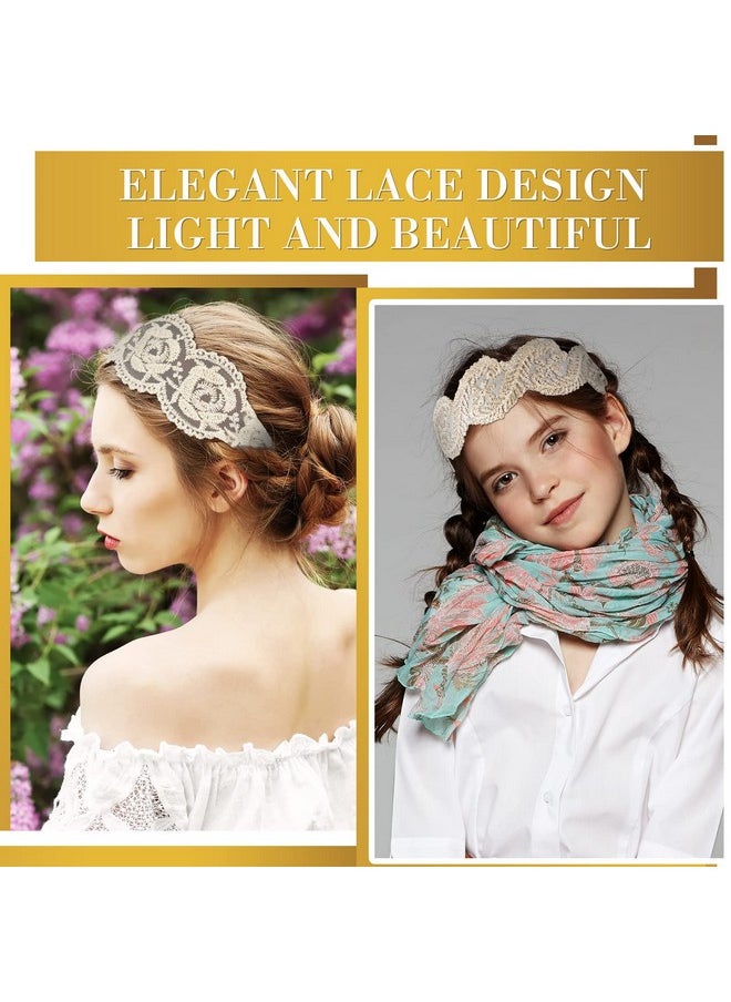 Dilunave 10 Pieces Lace Headbands For Women Elastic Dressy Women Headbands Cute Lace Stretch Headbands Cloth Elegant Headband Women Hair Accessories Headbands Lace Hairbands Wide Headwrap For Girls Teens  - Image 3