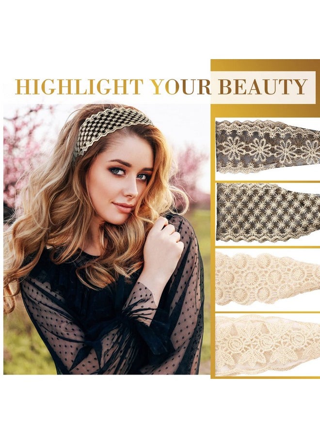 Dilunave 10 Pieces Lace Headbands For Women Elastic Dressy Women Headbands Cute Lace Stretch Headbands Cloth Elegant Headband Women Hair Accessories Headbands Lace Hairbands Wide Headwrap For Girls Teens  - Image 4
