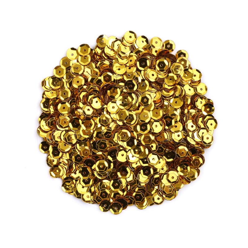 Naler 2800 Pieces 6MM Dark Golden Loose Cup Sequins Iridescent Spangles for Sewing Embroidery CraftsWedding Christmas Easter Decorations