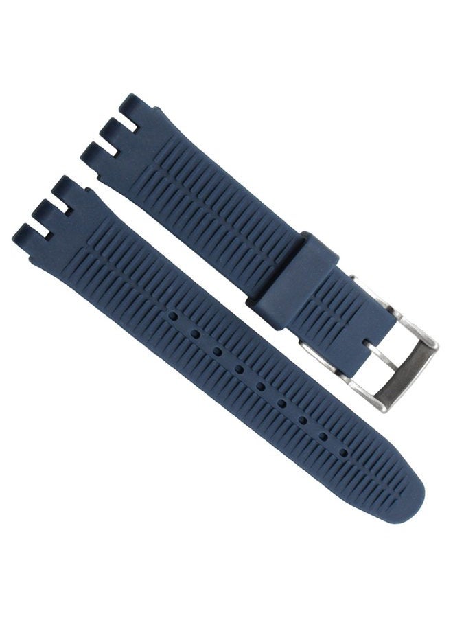 GREENOLIVE OliBoPo Silver Plated Stainless Steel Buckle Waterproof Silicone Rubber Watch Strap Watch Band, Navy Blue, 17mm, Modern - Image 3