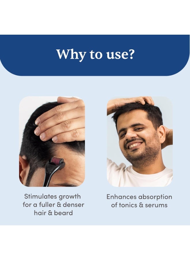 Man Matters Derma Roller With Disinfectant | 540 Micro 0.5mm Titanium Alloy Needles | Reduces Hair Fall & Stimulates Hair Follicles | Easy to use | Safe and Effective - Image 2