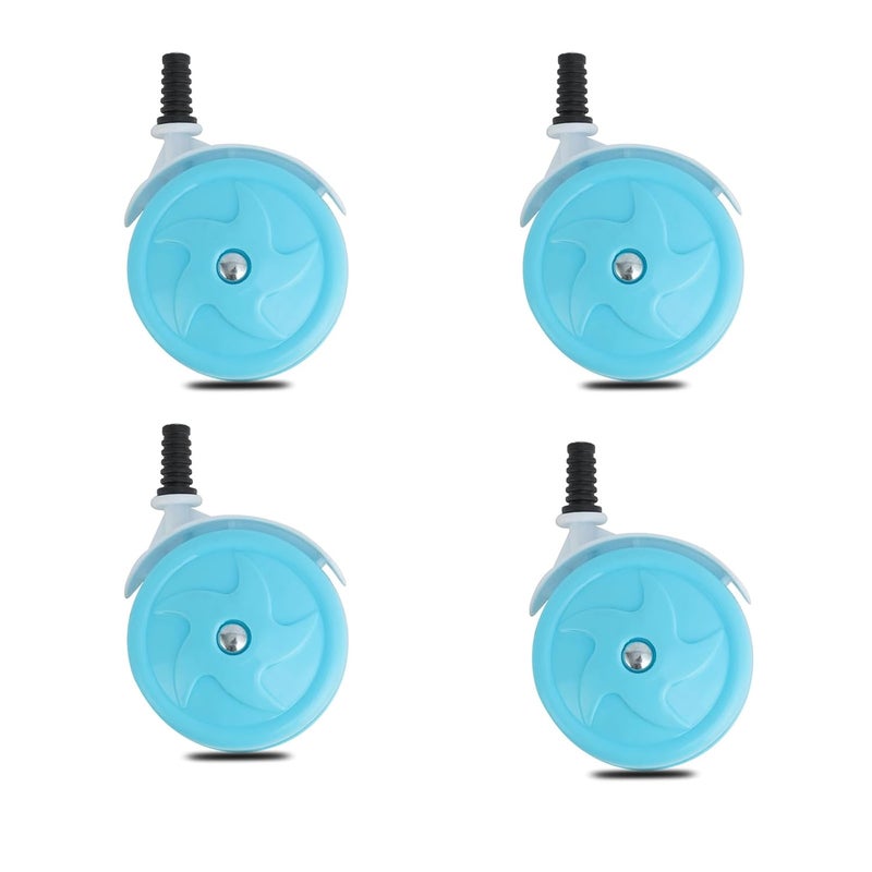 WYI Baby Walker Big Wheels Replacement Set of 4 Baby Walker Accessories Plastic Wheels Casters Universal Wheels 10mm Blue - Image 1