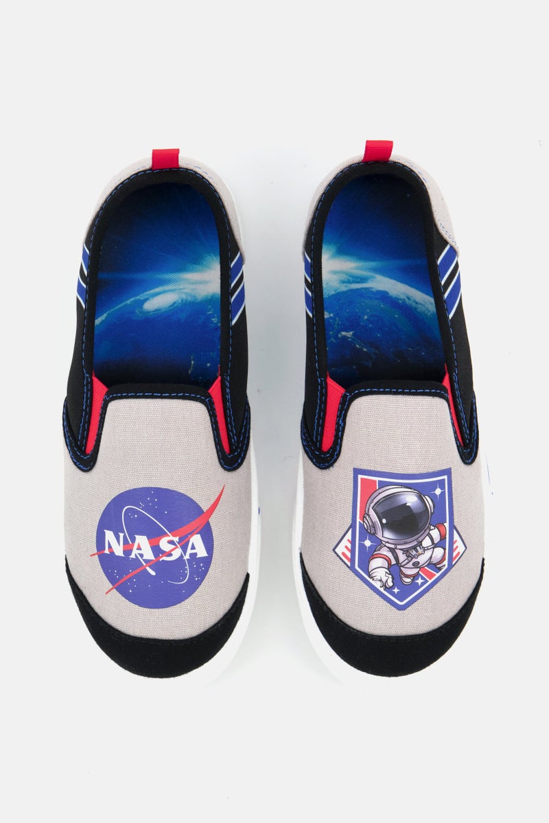 NASA Kids Boy Brand Logo Slip On Casual Shoes, Grey - Image 4