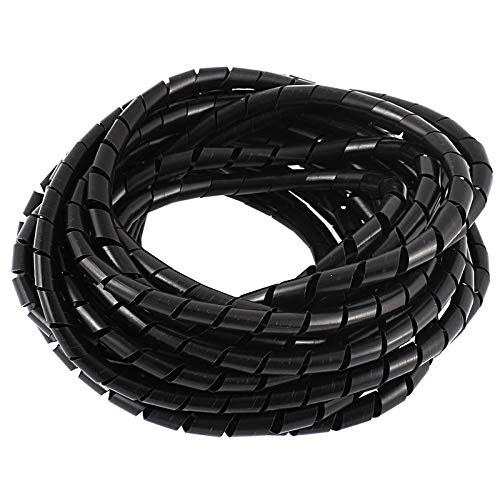 Immech - Black 9mm(3/8" Inch) Spiral Cable Wrap, Cable Sleeve, cable Organizer for TV PC Home & Home - Length : 5 Meter - Image 1
