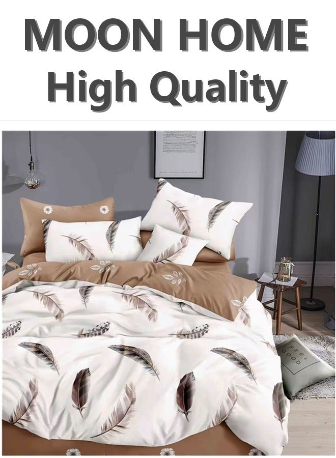 MOON HOME Luxury 6-Piece Duvet Cover Set – King/Queen/Single Sizes – Includes Comforter Cover, Fitted Sheet & 4 Pillowcases – Elegant & Comfortable Bedding 