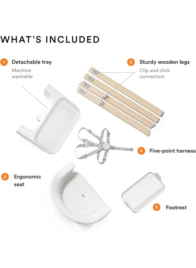 STOKKE Clikk High Chairall - In - One Baby High Chair With Tray + Harnesslight, Durable And Travel Friendlyergonomic And Adjustable Featuresbest For 6 - 36 Months Or Up To 15Kg/33Lbswhite