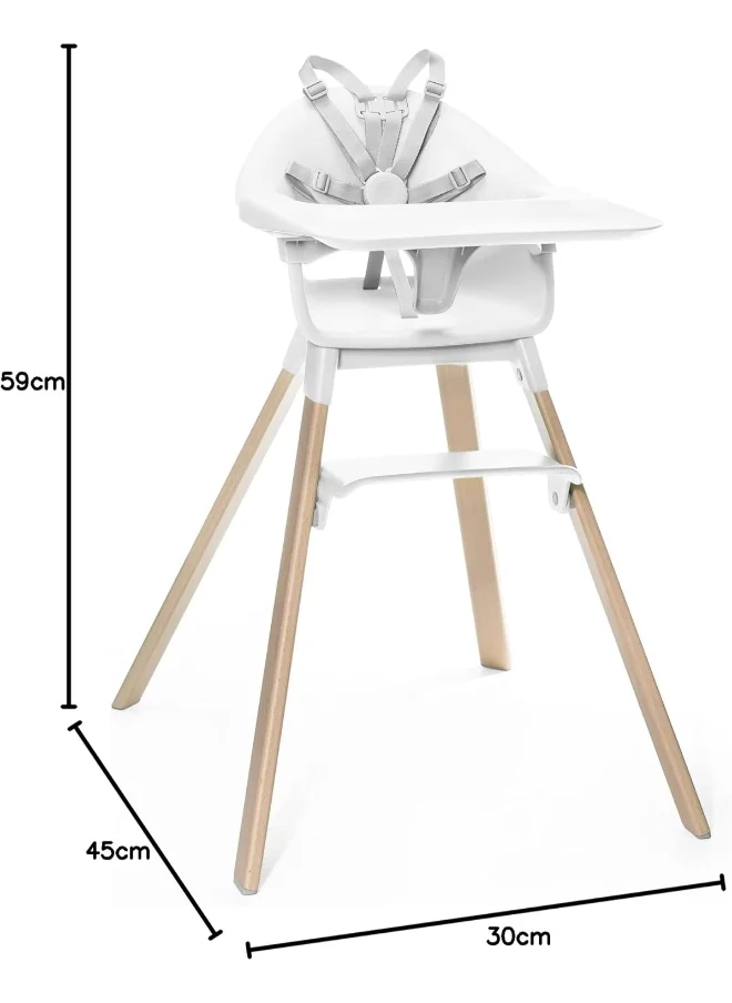 STOKKE Clikk High Chairall - In - One Baby High Chair With Tray + Harnesslight, Durable And Travel Friendlyergonomic And Adjustable Featuresbest For 6 - 36 Months Or Up To 15Kg/33Lbswhite