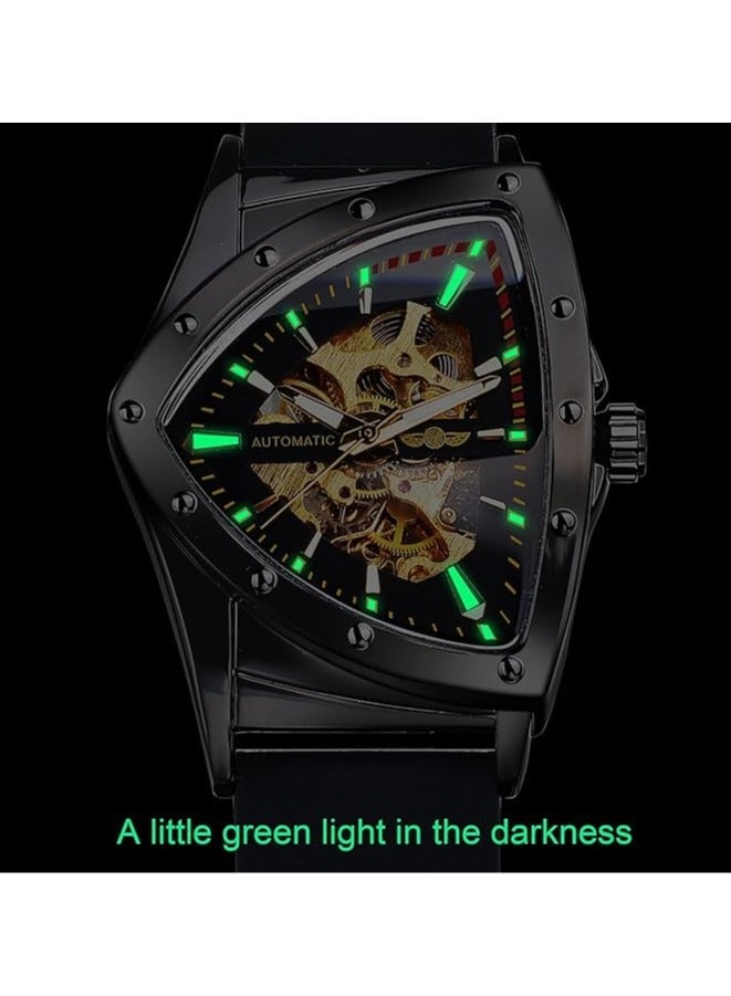 وينر ساعات للرجال ووتش سيليكون حزام لينة فاخر مضيئة مقاومة للماء التلقائي الميكانيكية ساعة اليد 8243 أسود - Image 5