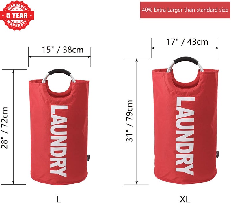 Velolight Laundry Basket with Handles (Large 82 L) Big Foldable Laundry Bag Bin Hamper for Dirty Used Clothes for Washing (72Cms * 38Cms) (Red, Large) - Image 5
