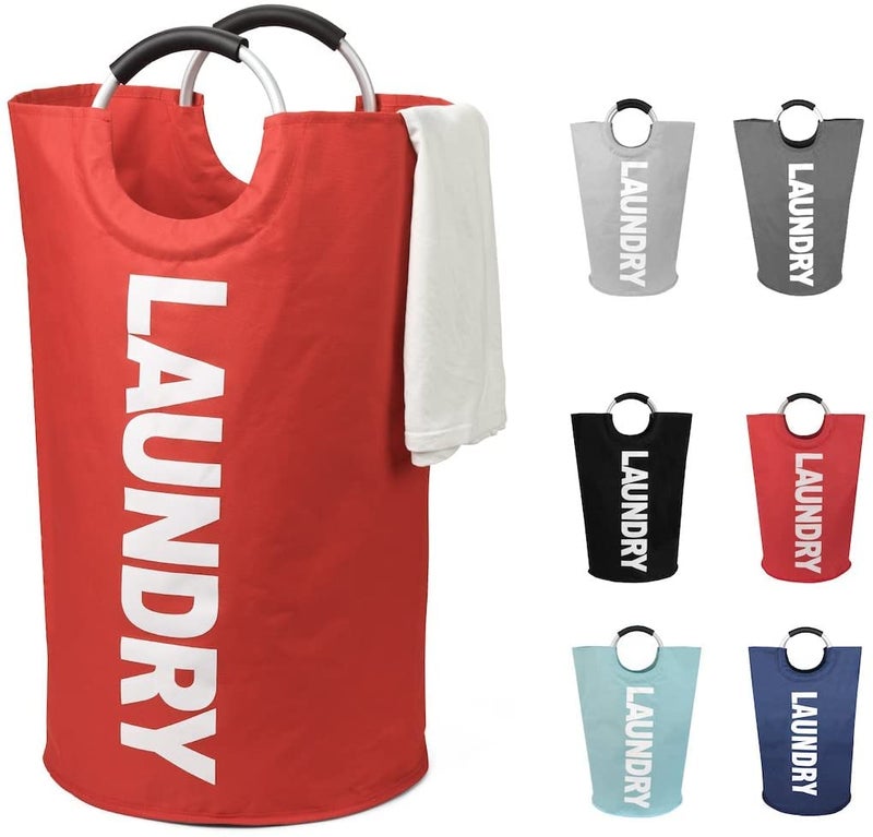 Velolight Laundry Basket with Handles (Large 82 L) Big Foldable Laundry Bag Bin Hamper for Dirty Used Clothes for Washing (72Cms * 38Cms) (Red, Large) - Image 1