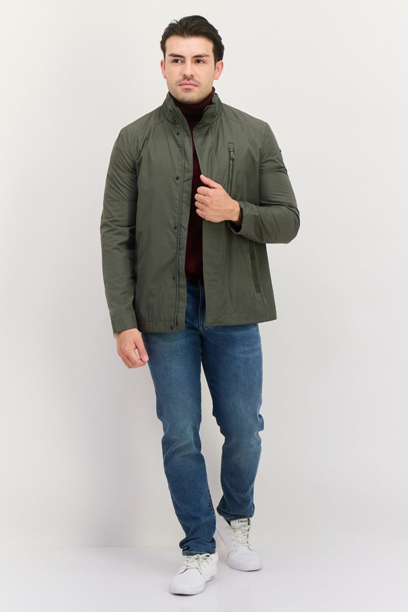 GEOX Men Plain Windbreaker Jacket, Dark Olive - Image 4