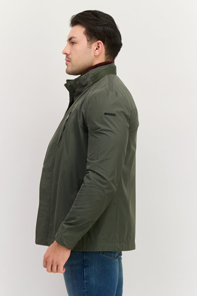 GEOX Men Plain Windbreaker Jacket, Dark Olive - Image 2