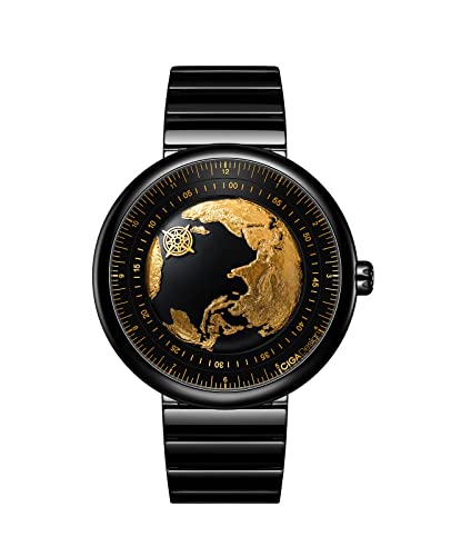 CIGA Design Mechanical Automatic Watch U Series Blue Planet - Gilding Version Stainless Ceramics Case Sapphire Crystal Fluororubber/Ceramics Strap Watches for Men and Women - Image 1