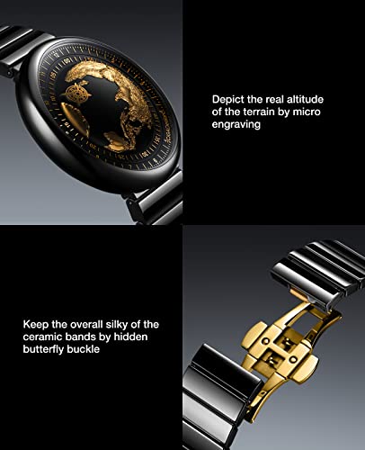 CIGA Design Mechanical Automatic Watch U Series Blue Planet - Gilding Version Stainless Ceramics Case Sapphire Crystal Fluororubber/Ceramics Strap Watches for Men and Women - Image 4
