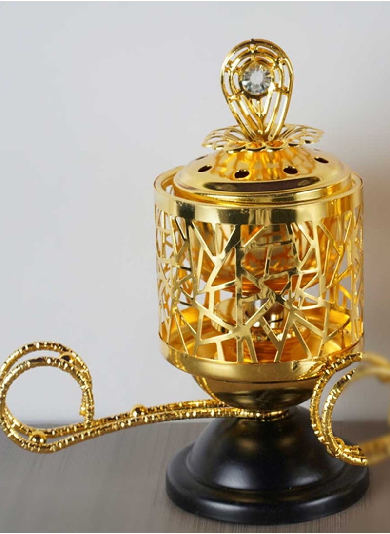 بخور بوسيدين مبخرة عود عربي أنيقة باللون الأسود الذهبي لعطر المنزل والمكتب قطعة واحدة ذهبي أسود  - Image 1