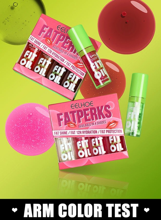 EELHOE Available In 4 Shades - Fat Oil Lip Glossy Care Kit, Moisturizing Hydrating Lip Set, Lip Oil, Plumping Lipstick Liquid, Non-Sticky Lip Makeup Gift for Women & Girls(#B) - Image 2