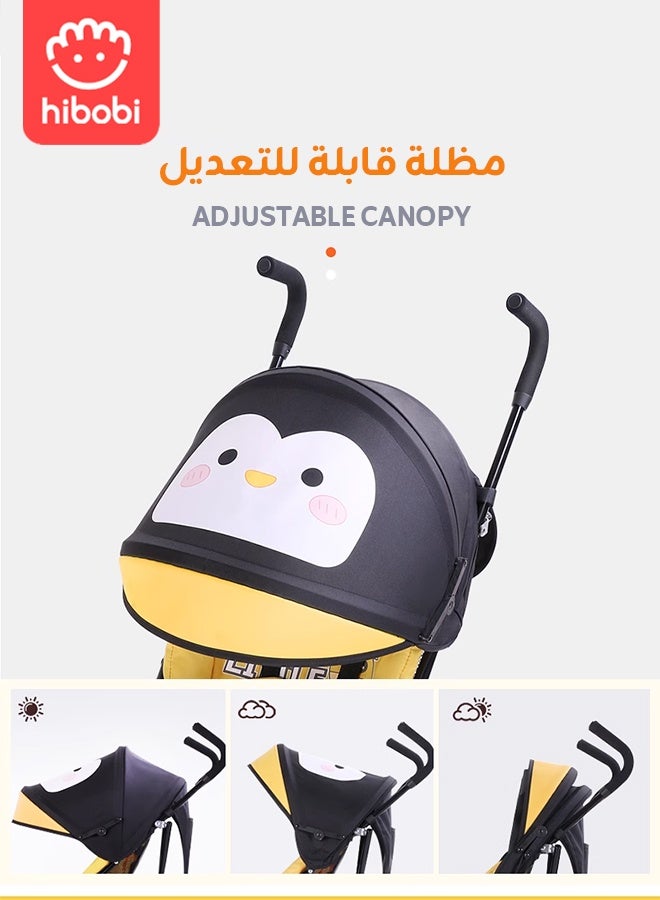 hibobi Lightweight Travel Baby Stroller – One-Click Fold, Only 4.1kg, Adjustable Canopy, Backrest & Footrest, 8-Wheel Suspension, 5-Point Harness, Large Storage Basket, for 0–36 Months - Image 4