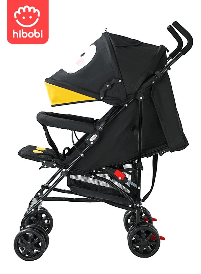 hibobi Lightweight Travel Baby Stroller – One-Click Fold, Only 4.1kg, Adjustable Canopy, Backrest & Footrest, 8-Wheel Suspension, 5-Point Harness, Large Storage Basket, for 0–36 Months - Image 5