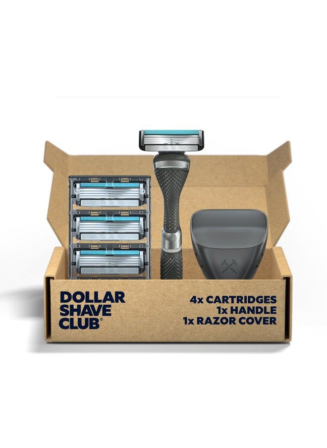 DOLLAR SHAVE CLUB Travel Shave Set | 4 Swift Rinse Refill Cartridges, 1 Handle, 1 Razor Cover  - Image 1