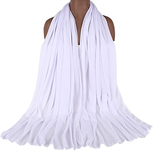 Kachanaa Ultra Soft Stretch Jersey Turban Head Wraps Long Solid Color African Shawl Hair Scarfs Lightweight Breathable Head bands Ties for Black Women(White) - Image 4