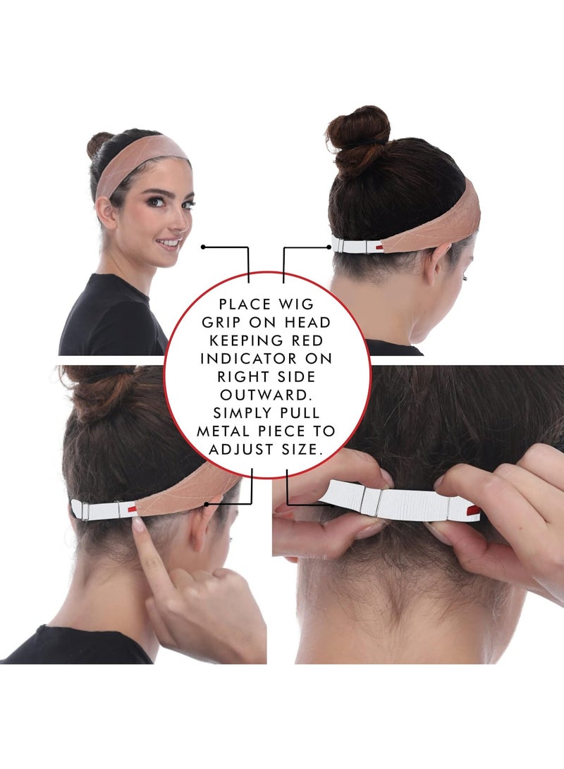 قطعتان من مشابك تثبيت الشعر المستعار و4 قطع من أغطية الشعر المستعار - مشابك شعر مستعار مخملية، عصابة رأس قابلة للتعديل، تثبت في مكانها، مانعة للانزلاق، تحمي الحواف - Image 2