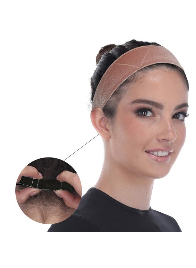 قطعتان من مشابك تثبيت الشعر المستعار و4 قطع من أغطية الشعر المستعار - مشابك شعر مستعار مخملية، عصابة رأس قابلة للتعديل، تثبت في مكانها، مانعة للانزلاق، تحمي الحواف - Image 4