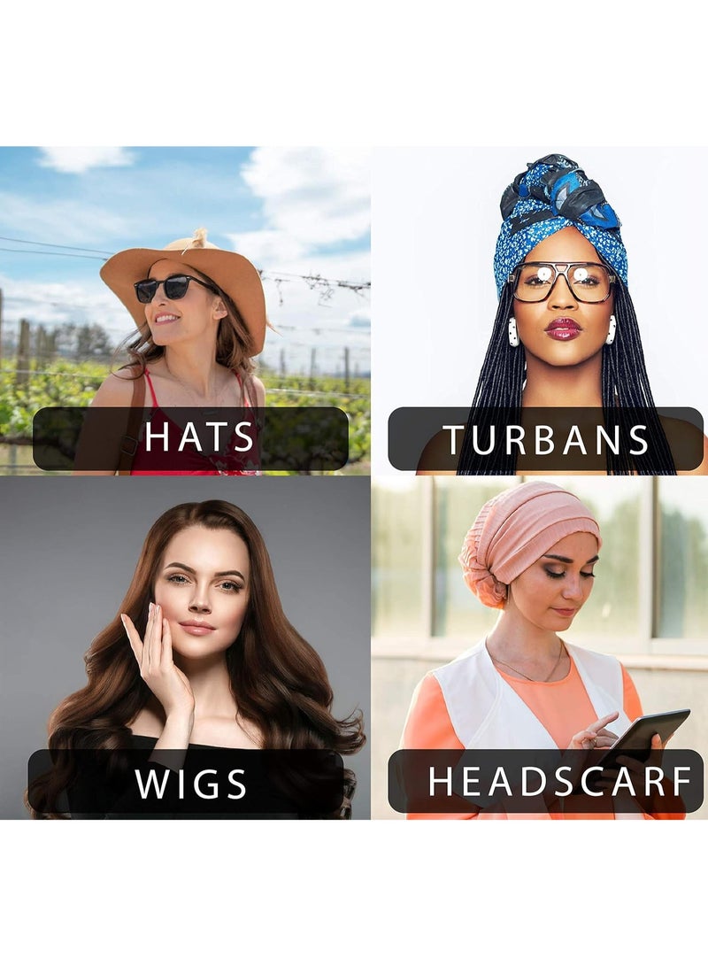 قطعتان من مشابك تثبيت الشعر المستعار و4 قطع من أغطية الشعر المستعار - مشابك شعر مستعار مخملية، عصابة رأس قابلة للتعديل، تثبت في مكانها، مانعة للانزلاق، تحمي الحواف - Image 5