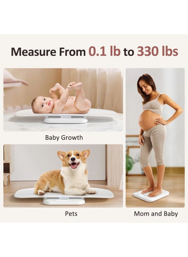 GROWNSY ميزان الأطفال، ميزان وزن الأطفال متعدد الوظائف، ميزان للحيوانات الأليفة للجرو، القط، ميزان للبالغين حتى 330 رطل، ميزان رقمي دقيق مع وظيفة الثبات، قياس ارتفاع 27 بوصة، 5 وحدات، شاشة LED - Image 2