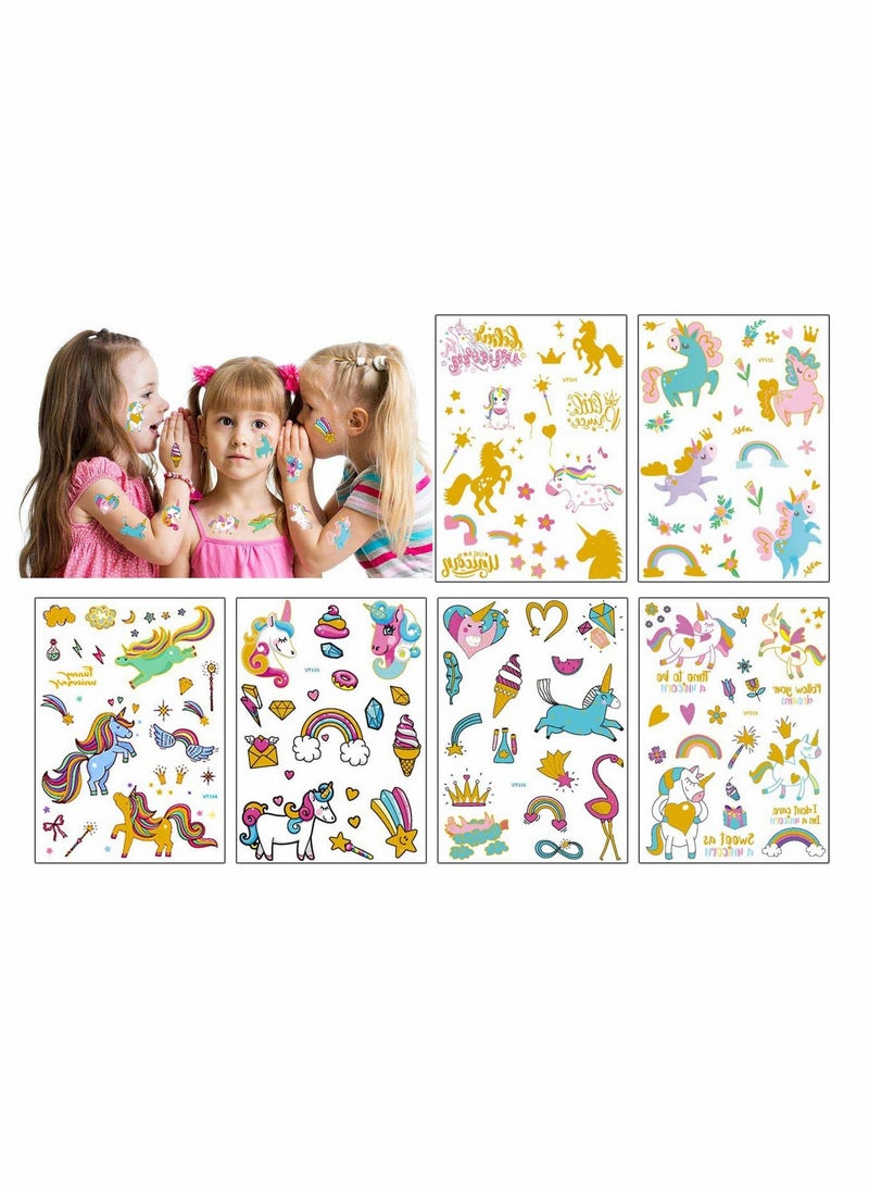 SYOSI 6 Sheets Temporary Tattoos for Kids Large Unicorn Glitter Tattoos for Kids Girls Boys Stick on Tattoos Party Bag Fillers Party Favours Supplies - Image 1