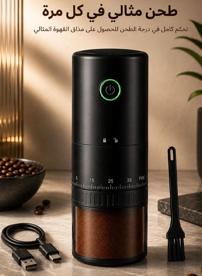 TOSCANA U Portable Electric Coffee Grinder, USB Rechargeable, Coffee Bean Grinder, Adjustable Grind Size, Small Cordless Coffee Grinder for Travel, Black - Image 1