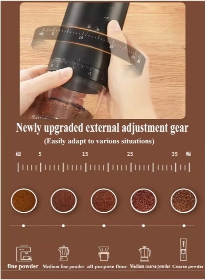 TOSCANA U Portable Electric Coffee Grinder, USB Rechargeable, Coffee Bean Grinder, Adjustable Grind Size, Small Cordless Coffee Grinder for Travel, Black - Image 4