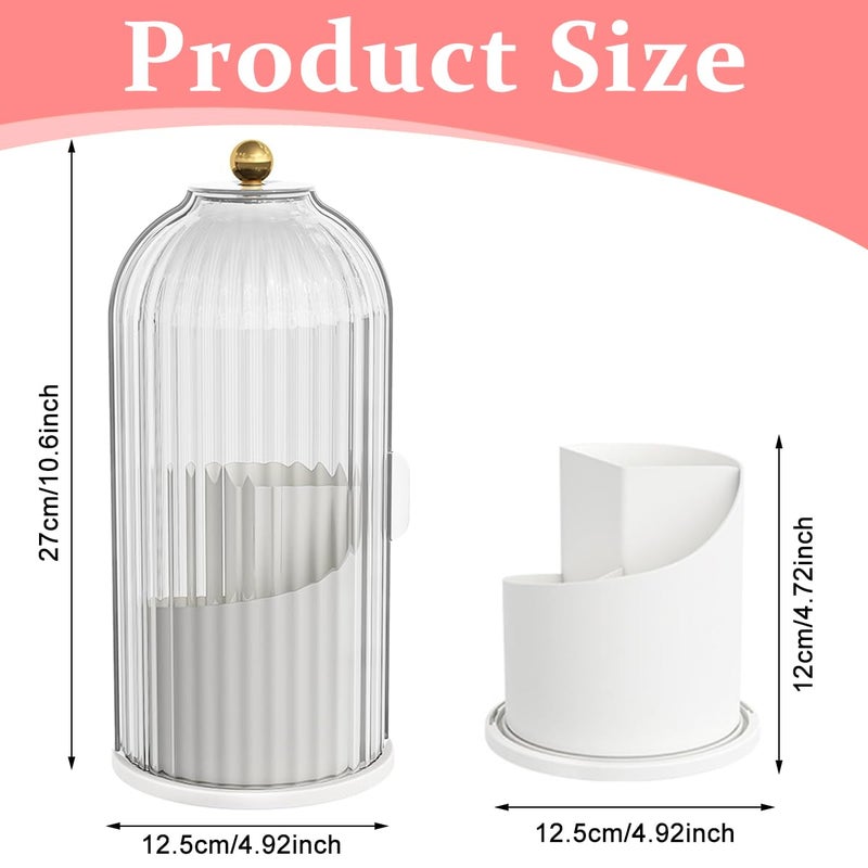 MAYCREATE® Makeup Brush Holder Organizer with Lid, 360° Rotatable Makeup Brushes Storage Case, Dustproof Clear 3-Grid Cosmetic Organizer Stand for Vanity Desktop Bathroom - Image 2